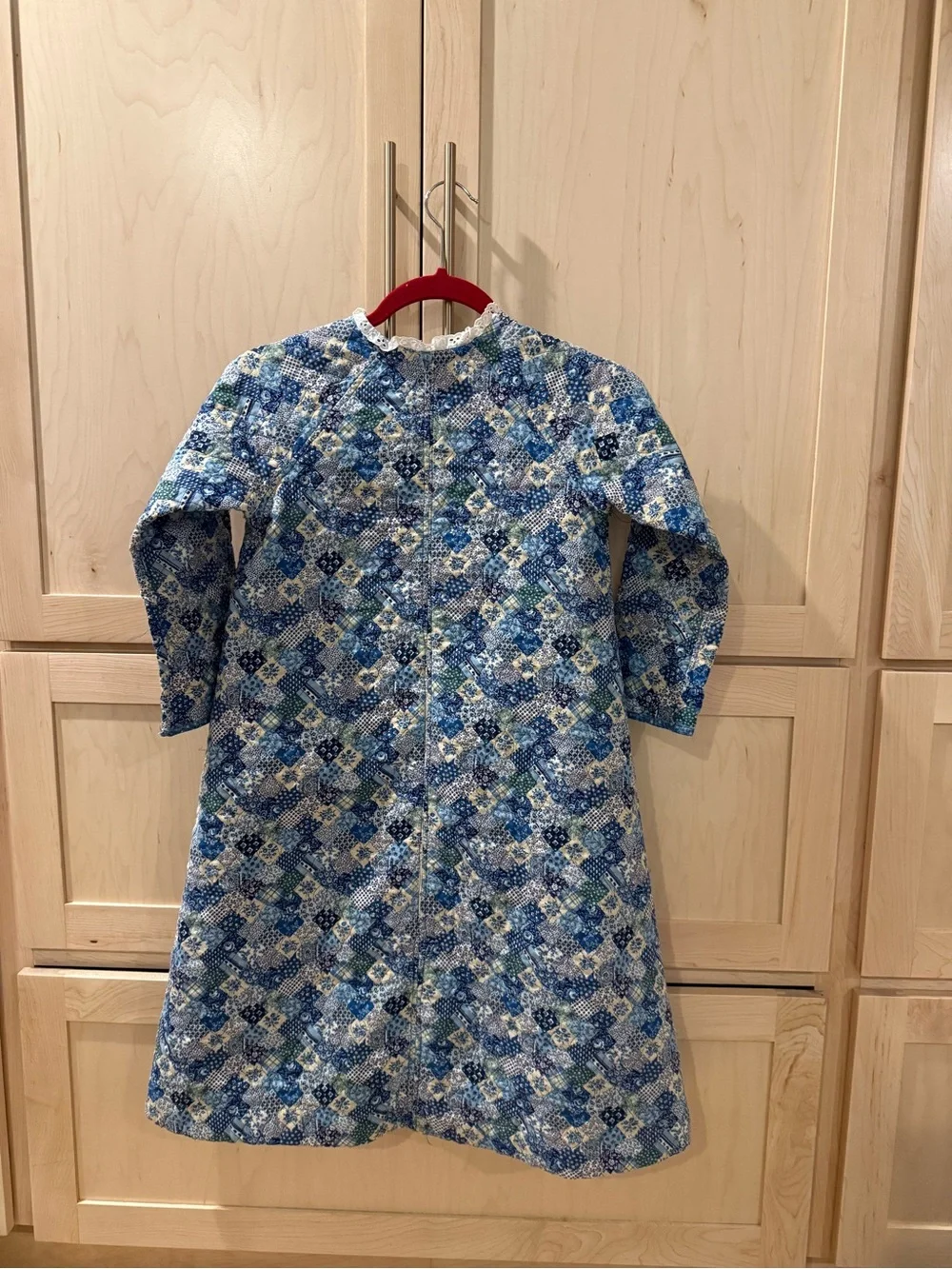 2 Vintage 1970s bathrobes, Set of 2, Handmade, girls size 4-6. Blue and red